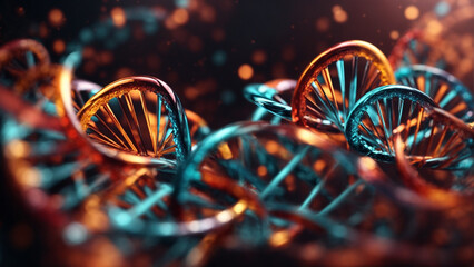 Beautiful colored bright abstract futuristic scientific glowing dna helix
