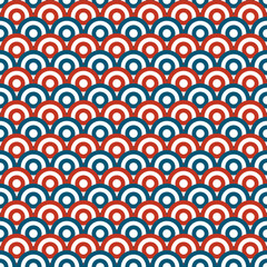 Abstract Overlap Circle Pattern. geometric seamless retro background.