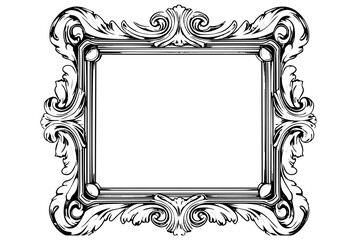 Royal vintage mirror engraved for decorative design. Hand drawn vector.
