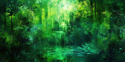 Emerald Enchantment in the Enchanted Forest: An Enchanting Fusion of Emerald Green in a Mystical Forest Setting
