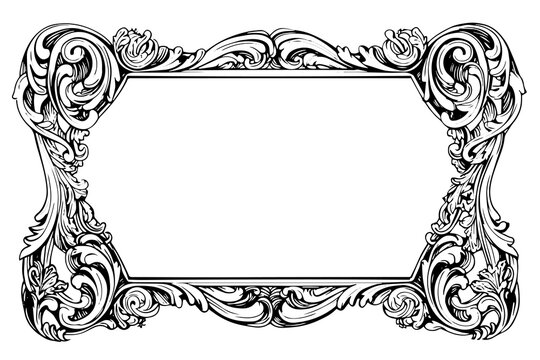 Royal vintage mirror engraved for decorative design. Hand drawn vector