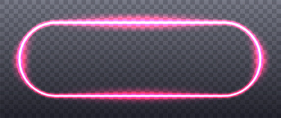 Banner pink neon frame on transparent background. Abstract rounded rectangle vector illustration