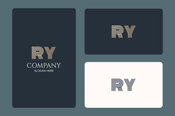 RY logo design vector image - obrazy, fototapety, plakaty
