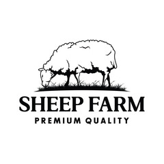 Black Sheep logo design. Sheep Head Logo Illustration Vector