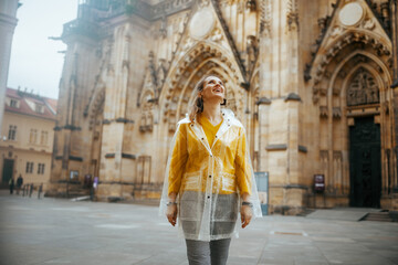 surprised woman in Prague Czech Republic exploring attractions