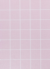 Fototapeta premium Pastel pink paper with white stripes and squares as a background.