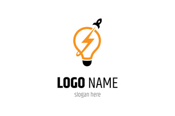 launch rocket and bulb logo icon vector template on white background