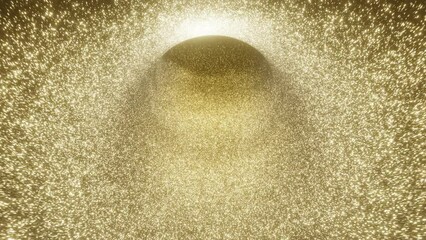 3d magic gold Shimmer glitter particles tunnel. Luxury yellow glow texture. Winter celebration holiday background. Animation 30fps 4k looped - Powered by Adobe