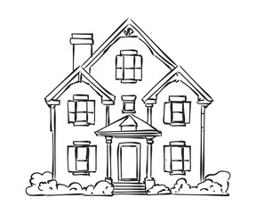 vector sketch of american brick  house