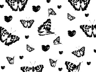 Black white butterflies background