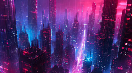 Techno City Lights: A Cybernetic Skyline