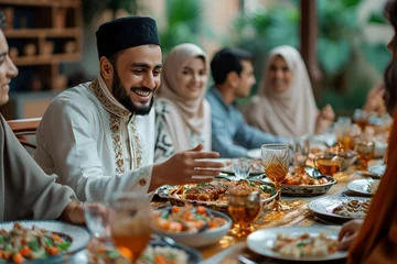 Foto op Canvas Arab family having dinner, Ramadan © Alina