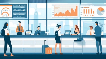 Efficient Airport Check-in Counter Dashboard Design with Information Graphics