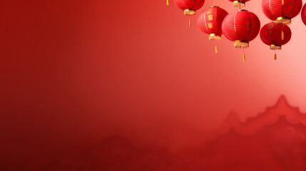 Fototapeta premium Chinese New Year background, Lunar New Year greeting card template with copy space