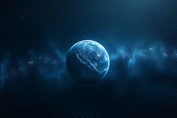 an image of a blue planet in space in - obrazy, fototapety, plakaty