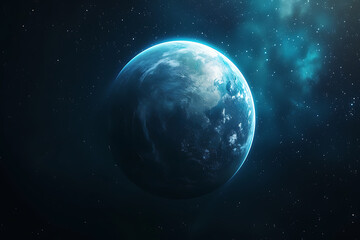 an image of a blue planet in space in