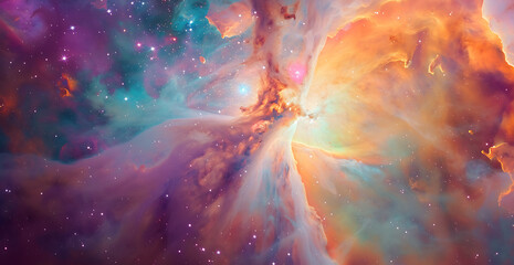 an image of the orion nebula in space in