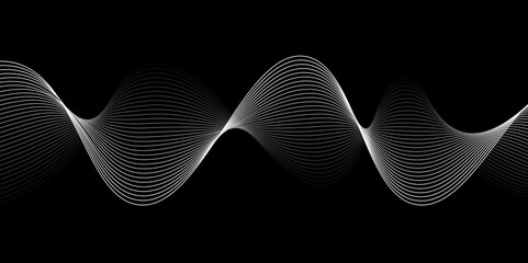 Vector Spiral flowing line art black and white particle, Line art. Vector stock illustration. White wave with lines,Big data, artificial intelligence, music hud.Vector graphic illustration.