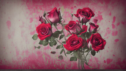 Red roses a bit grungy fantasy background