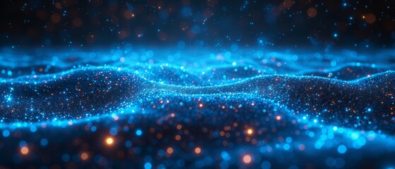 Obraz premium A stunning electric blue and orange glitter fills the vast expanse of space in a breathtaking screenshot of the colorful and vibrant universe