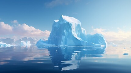 A  iceberg floating in a painted arctic ocean