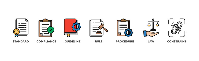 Regulation banner web icon vector illustration concept with icon of standard, compliance, guideline, rule, procedure, law and constraint