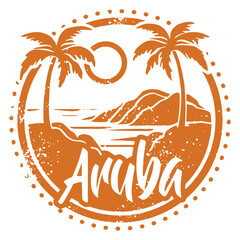 Aruba Vintage Vacation Travel Stamp