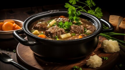 Irish Stew Dish - Rich and Hearty Beef Stew - obrazy, fototapety, plakaty