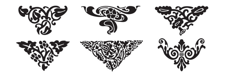 Divider vector icon set. Corner illustration sign collection. Vintage style. Isolated on white background.