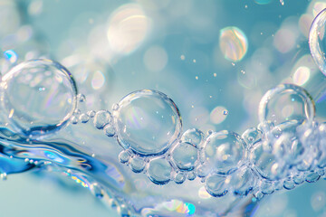 Bubbles in the water. Macro photo with shallow depth of field, Generative Ai