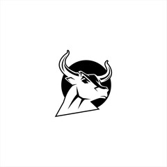 Bull logo template vector symbol. Bull head logo. Abstract stylized cow or bull head with horns icon.