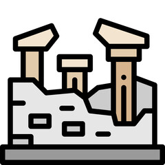 archaeological site filled outline icon