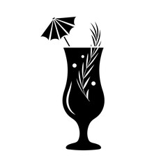 Cocktail with rosemary and cranberries. Vector icon.