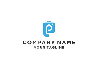 Initial P Camera logo design vector illustration