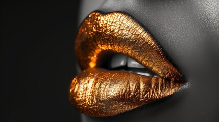 Close-up of Mannequins Face With Gold Lipstick