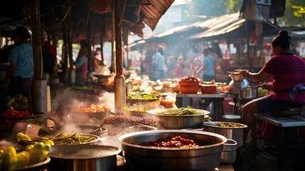 Fototapeta premium Street Food Market in Action