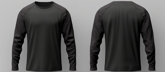 Long sleeve t-shirt for man front, side and back view. - obrazy, fototapety, plakaty