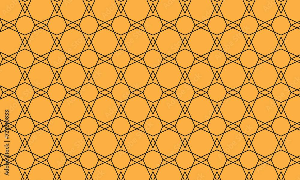 Aufkleber abstract repeatable seamless black stroke line pattern on orange.