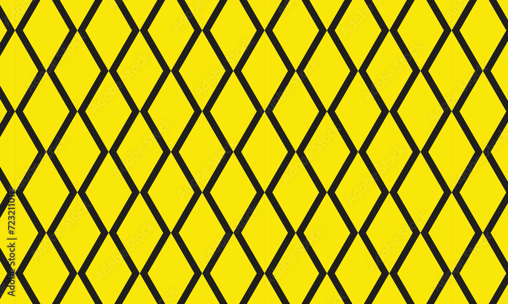 Poster abstract repeatable seamless black line rhombus pattern on yellow.