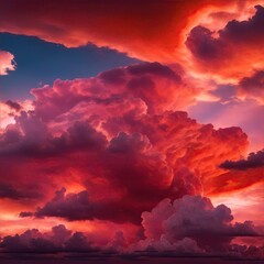 A pink and orange majestic sky filled with swirling clouds