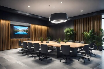 Modern meeting room interior. 3D render