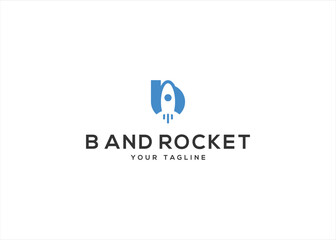 Initial Letter B with Rocket logo design vector illustration