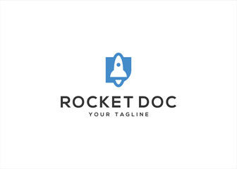 Rocket and Document in the negative space logo design vector illustration
