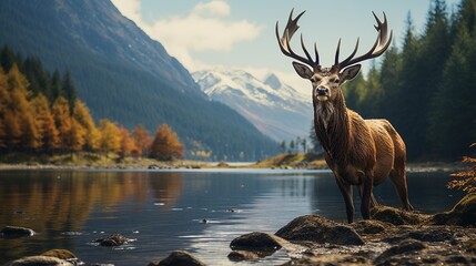 Red Deer. Deer males are characterized by their loud trumpeting during heat.