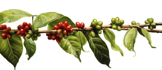 Fotobehang arabica coffee berries with agriculturist handsRobusta and arabica coffee berries with agriculturist hands, © dheograft