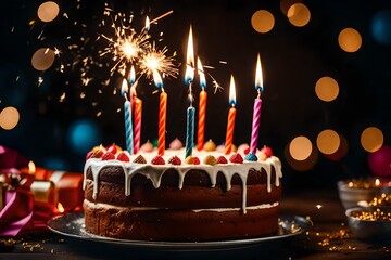 birthday cake with candles