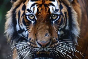 Intense close-up of a furious tiger.