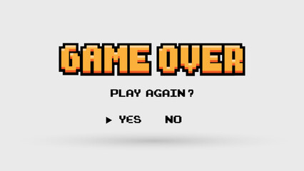 Game Over background with player selection.8 bit game.retro game.