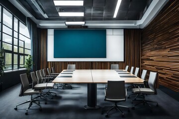 Meeting room with empty billboard