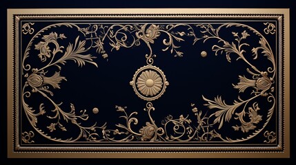 Obraz premium an intricate and ornate design with golden patterns on a dark blue background